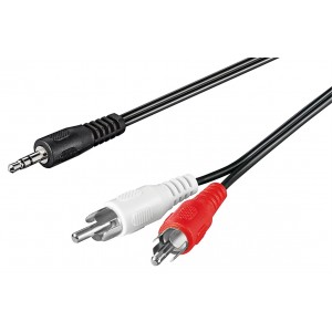 C&acirc;ble adaptateur audio AUX, jack 3,5 mm vers fiche RCA st&eacute;r&eacute;o